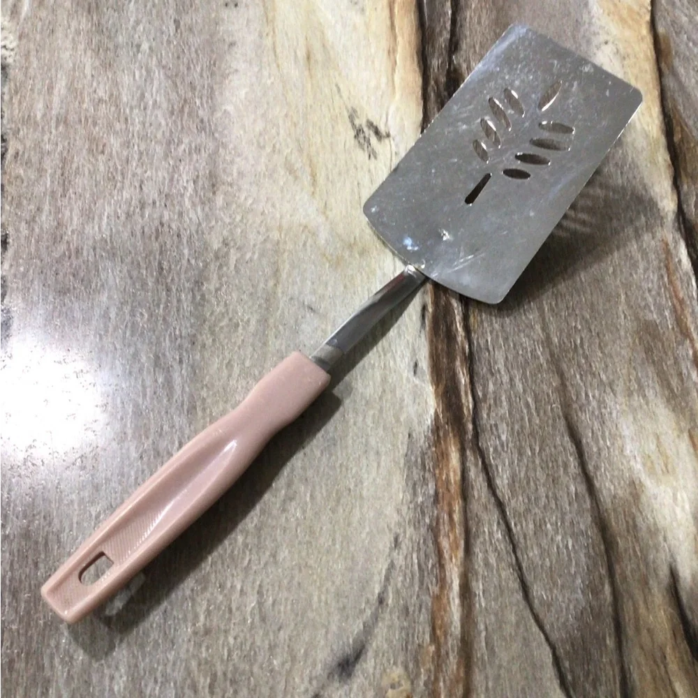 Vintage Korea Pink Slotted Spatula Turner Kitchen Utensil 11” Mauve Retro